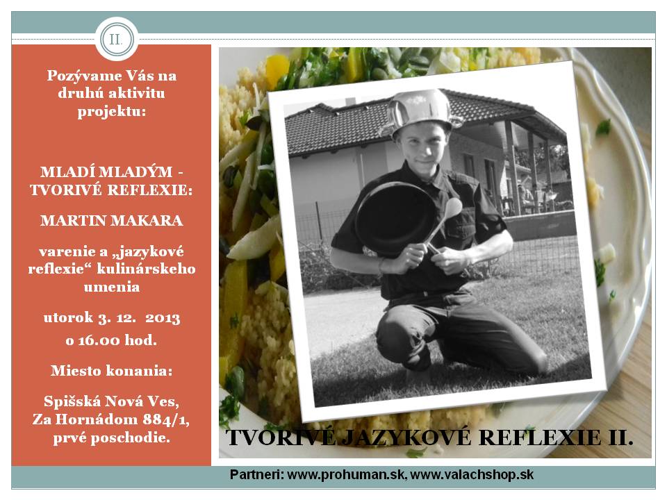 Pozvánka na aktivitu pedagogického projektu „Mladí mladým – tvorivé reflexie“