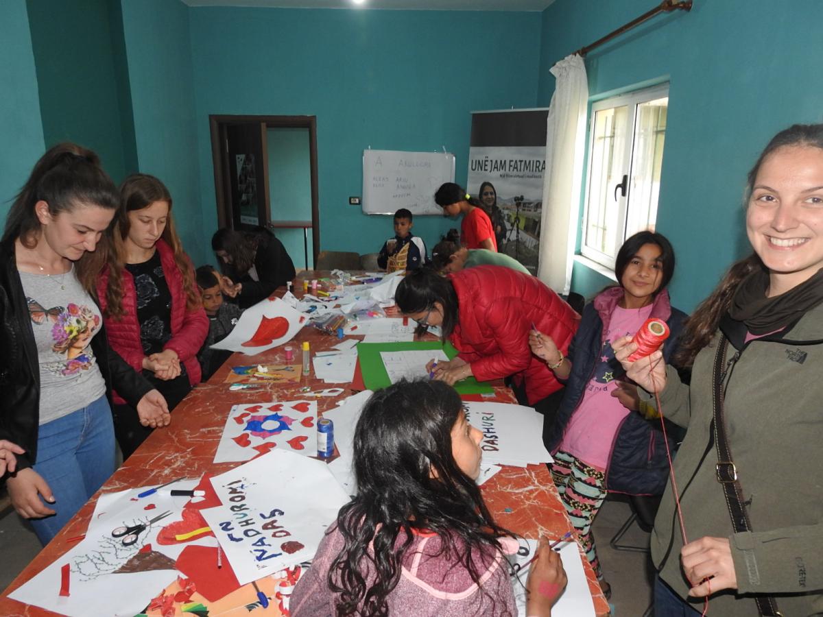 Veronika working at the community center of ADRA Albania